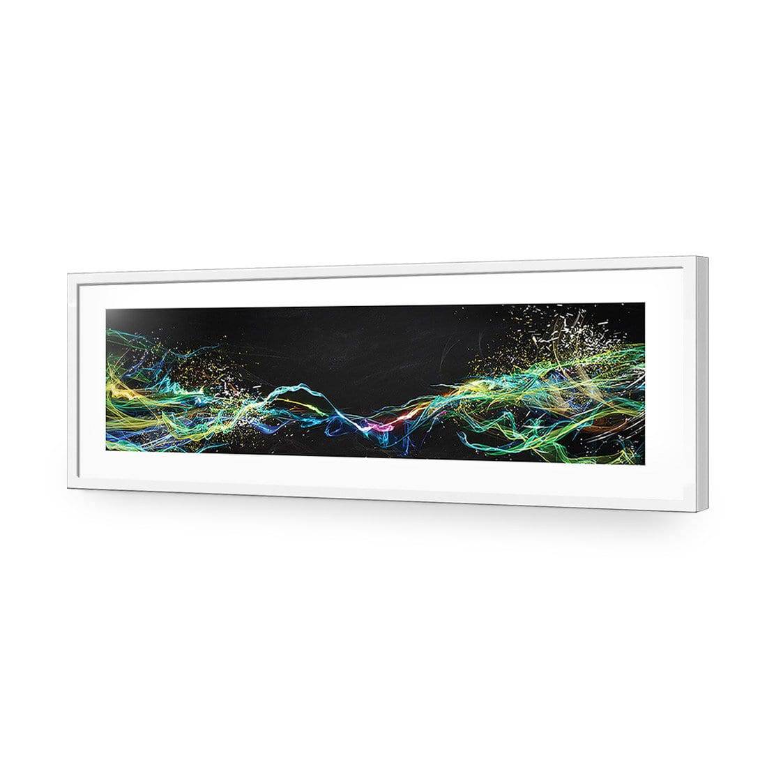 Electricity On Black, Long-Acrylic-Wall Art Design-With Border-Acrylic - White Frame-60x20cm-Wall Art Designs