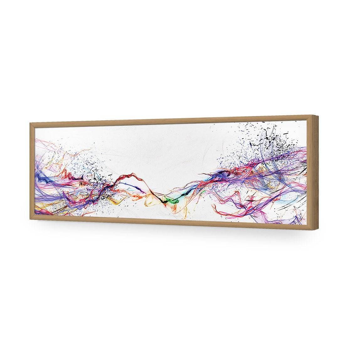 Electricity On Black, Inverted, Long-Acrylic-Wall Art Design-Without Border-Acrylic - Oak Frame-60x20cm-Wall Art Designs