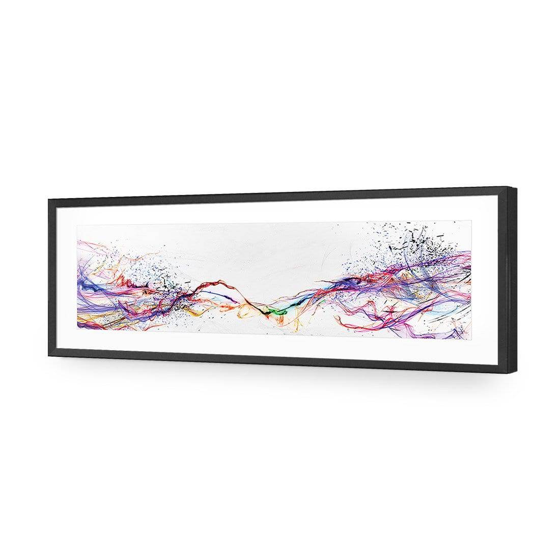 Electricity On Black, Inverted, Long-Acrylic-Wall Art Design-With Border-Acrylic - Black Frame-60x20cm-Wall Art Designs