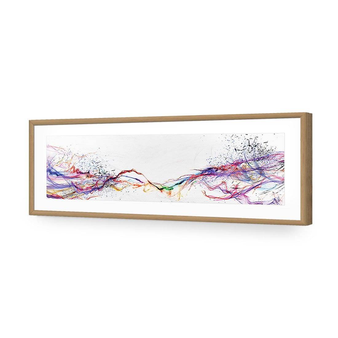 Electricity On Black, Inverted, Long-Acrylic-Wall Art Design-With Border-Acrylic - Oak Frame-60x20cm-Wall Art Designs