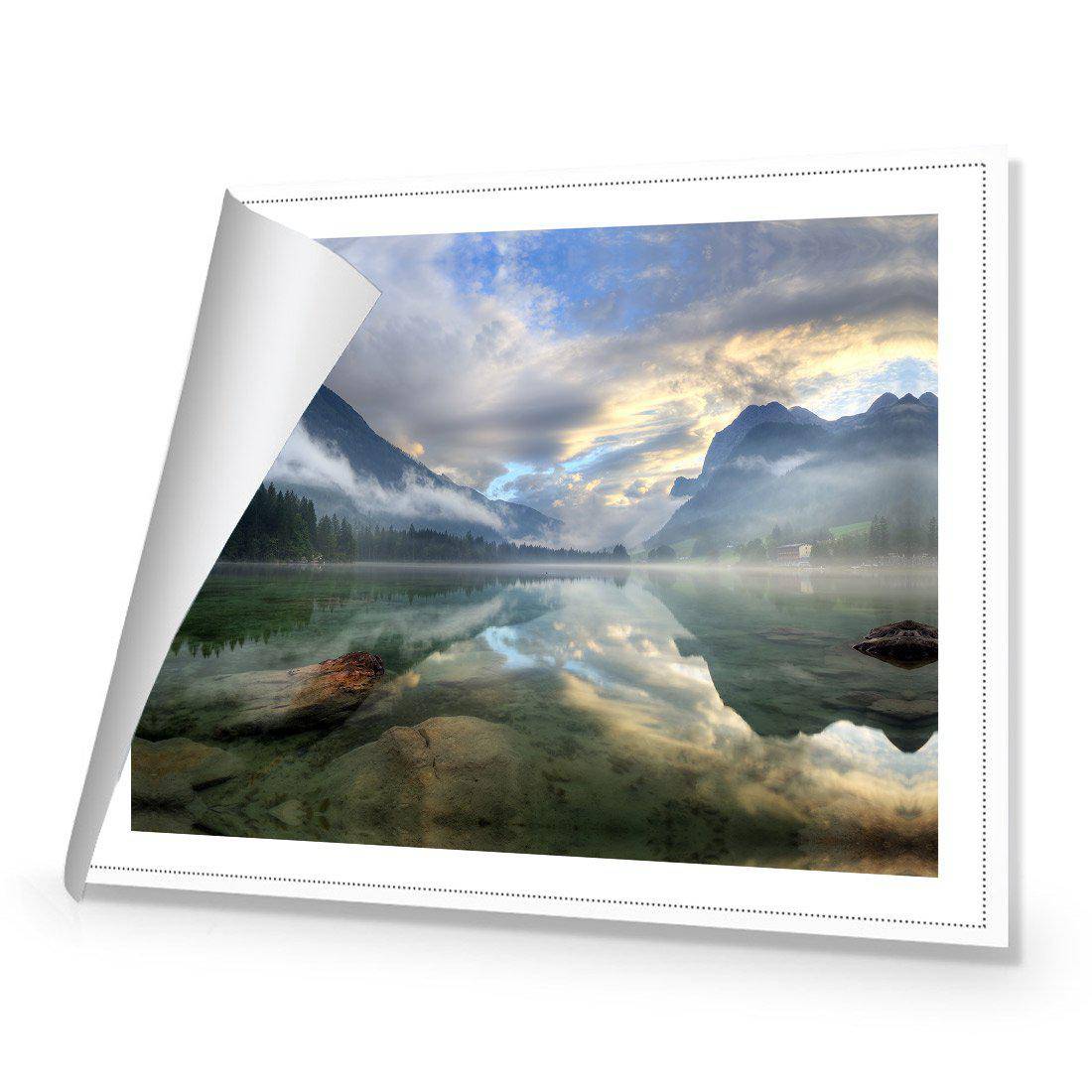 Misty Mountain Lake Canvas Art-Canvas-Wall Art Designs-45x30cm-Rolled Canvas-Wall Art Designs