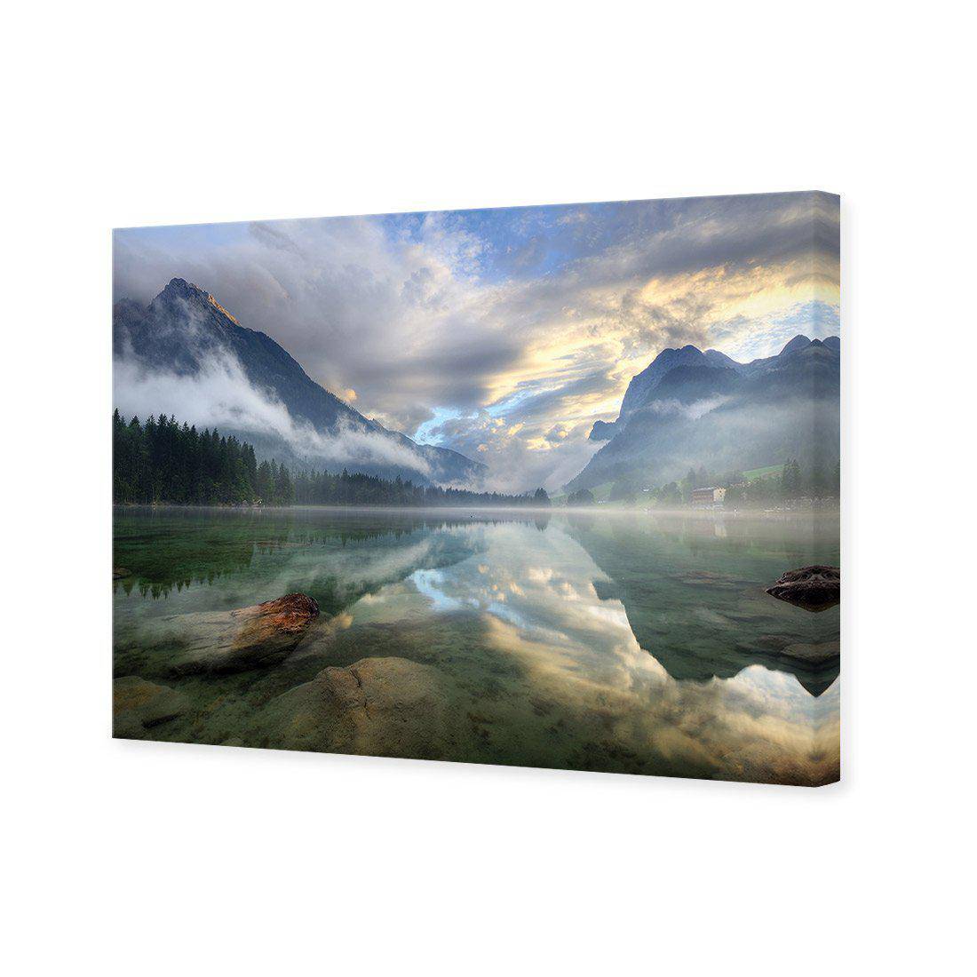 Misty Mountain Lake Canvas Art-Canvas-Wall Art Designs-45x30cm-Canvas - No Frame-Wall Art Designs