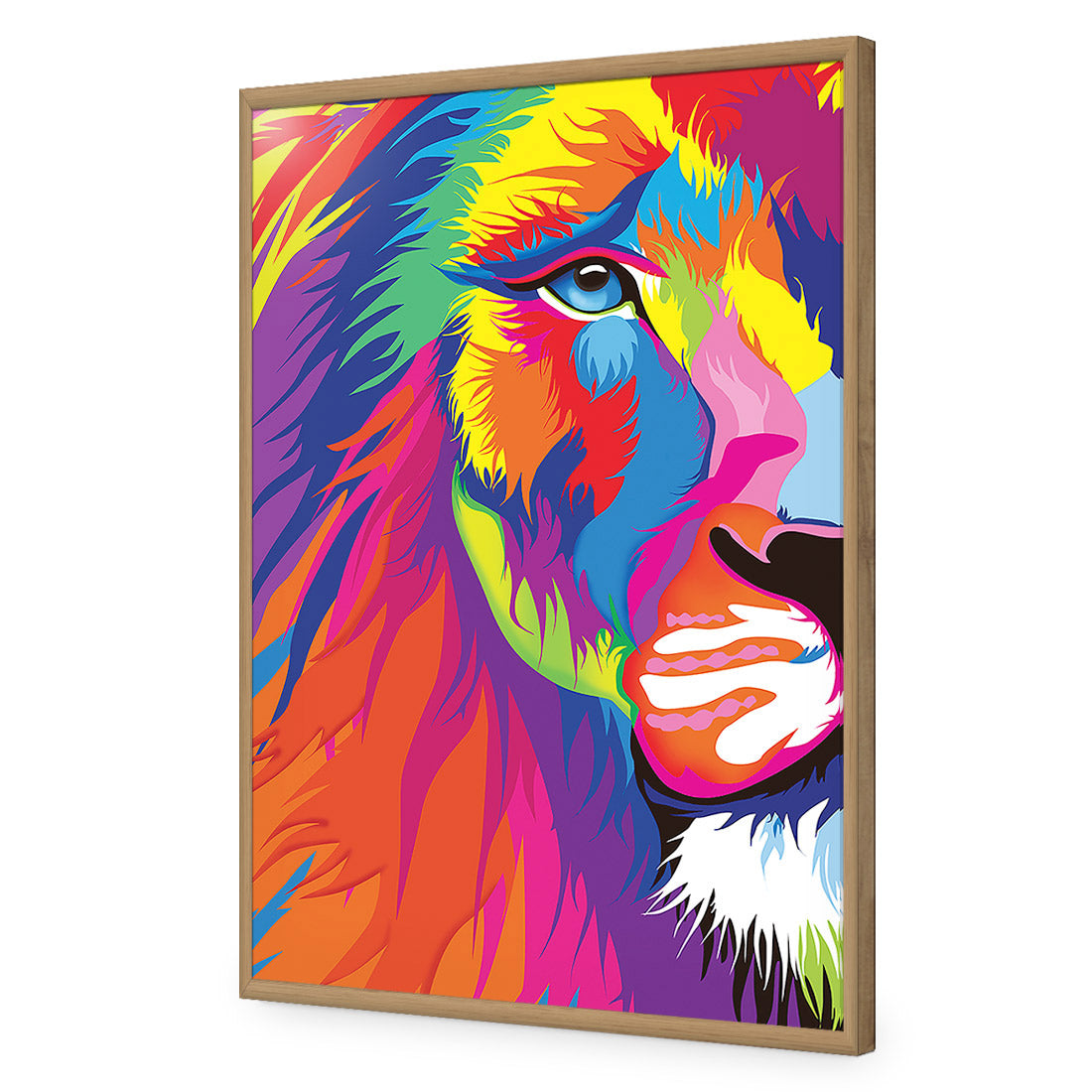 Magnificent Lion | Classic Acrylic | Flat Frame No Border | Oak