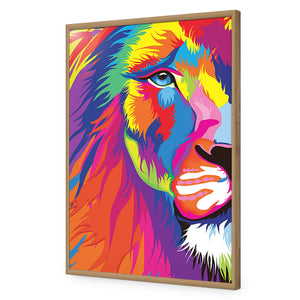 Magnificent Lion | Classic Acrylic | Flat Frame No Border | Oak