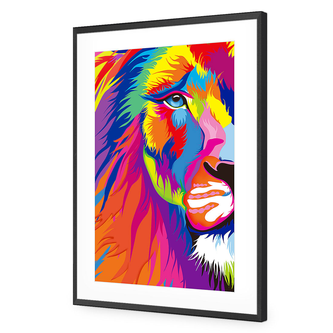 Magnificent Lion | Classic Acrylic | Flat Frame With Border | Black