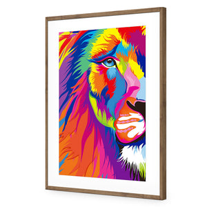 Magnificent Lion | Classic Acrylic | Flat Frame With Border | Natural