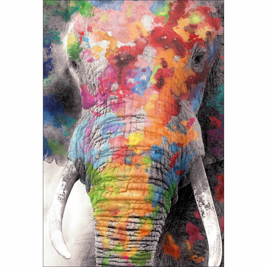 Rainbow Elephant Canvas Art-Canvas-Wall Art Designs-45x30cm-Canvas - No Frame-Wall Art Designs