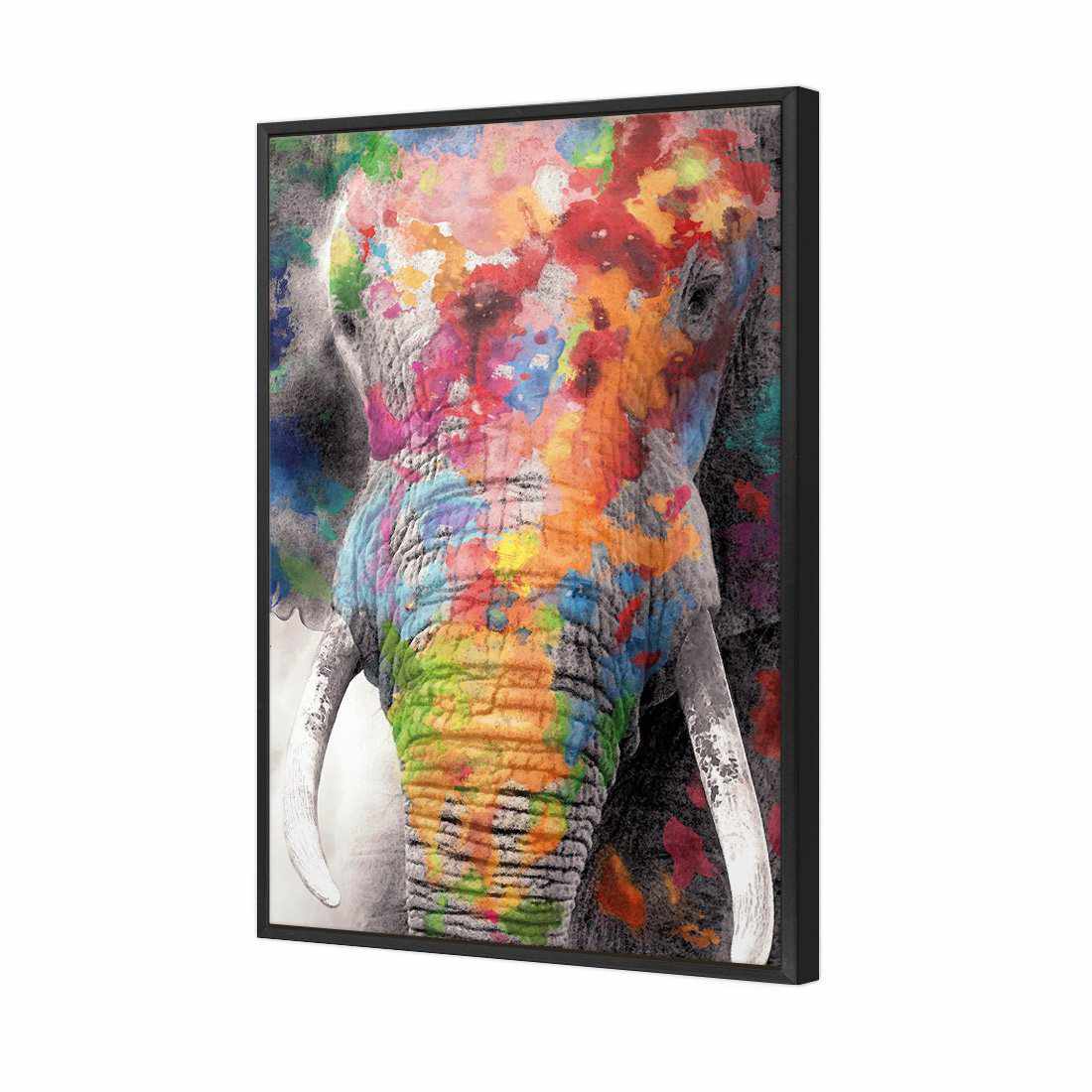 Rainbow Elephant Canvas Art-Canvas-Wall Art Designs-45x30cm-Canvas - Black Frame-Wall Art Designs