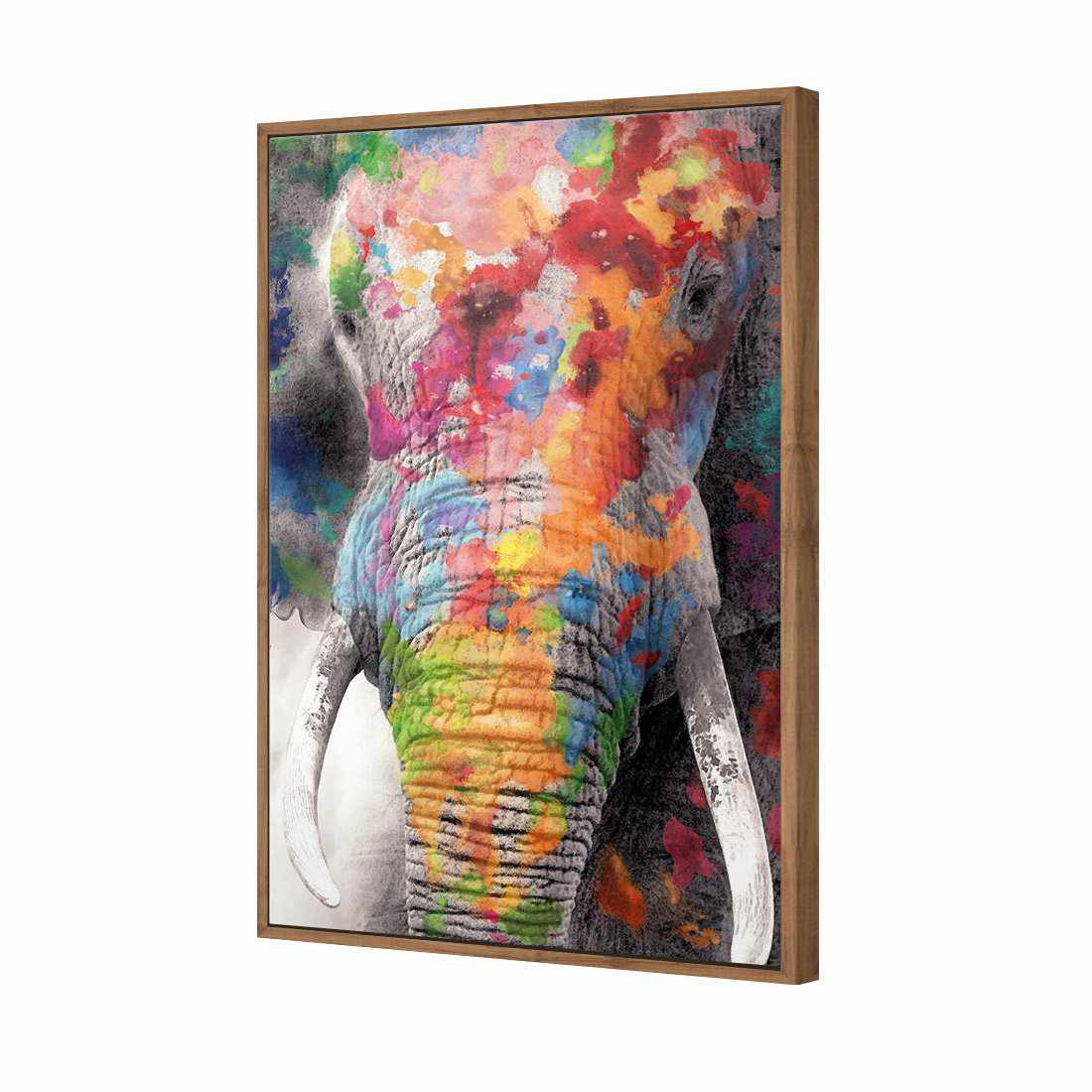 Rainbow Elephant Canvas Art-Canvas-Wall Art Designs-45x30cm-Canvas - Natural Frame-Wall Art Designs