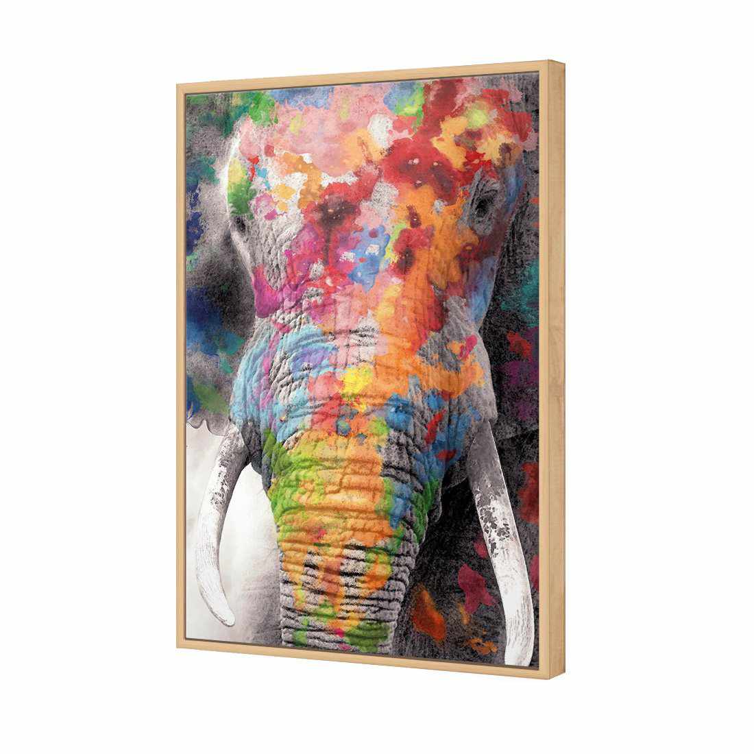 Rainbow Elephant Canvas Art-Canvas-Wall Art Designs-45x30cm-Canvas - Oak Frame-Wall Art Designs