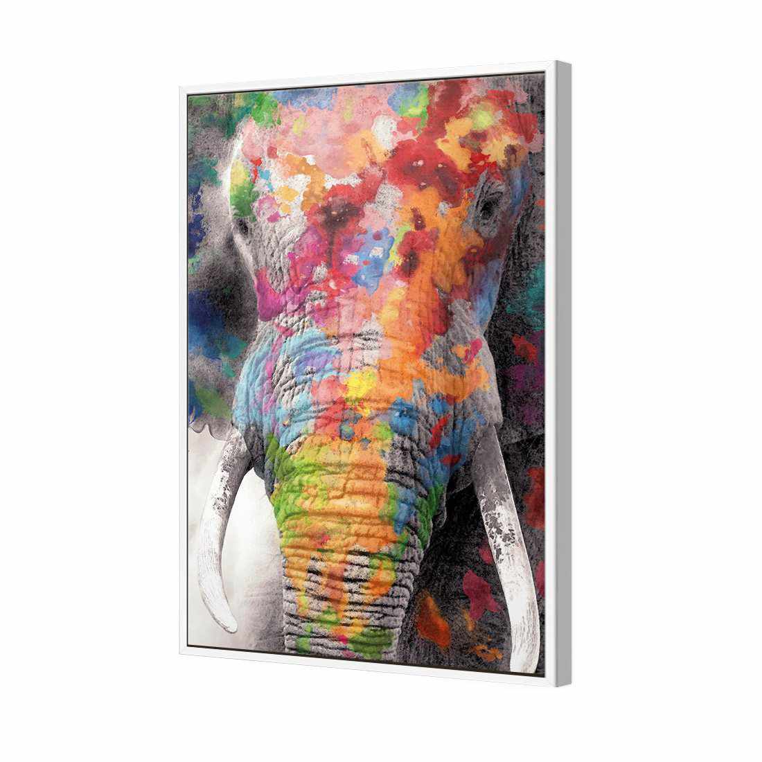 Rainbow Elephant Canvas Art-Canvas-Wall Art Designs-45x30cm-Canvas - White Frame-Wall Art Designs