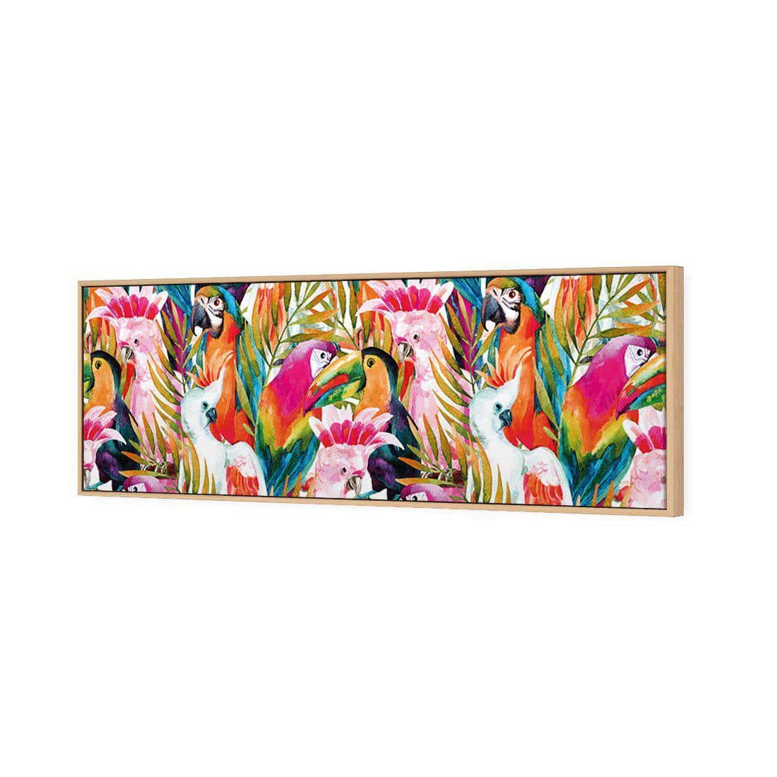 Parrots & Palms Canvas Art-Canvas-Wall Art Designs-60x20cm-Canvas - Oak Frame-Wall Art Designs
