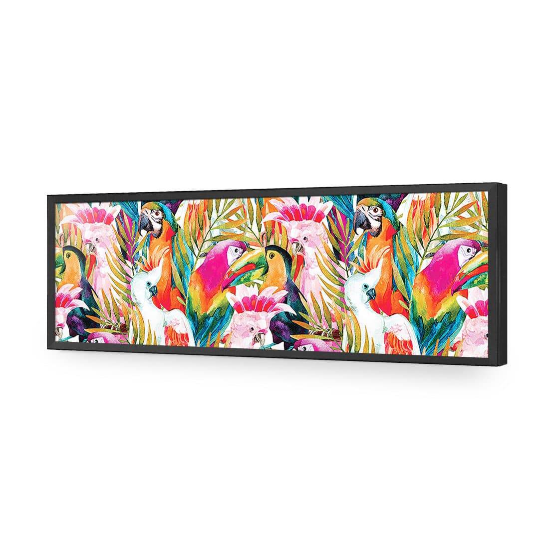 Parrots & Palms, Long | Standard Acrylic | Flat Frame No Border | Black
