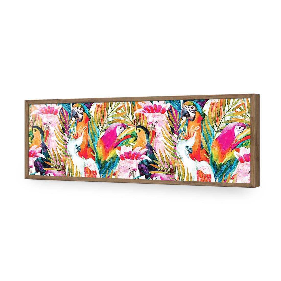 Parrots & Palms, Long-Acrylic-Wall Art Design-Without Border-Acrylic - Natural Frame-60x20cm-Wall Art Designs