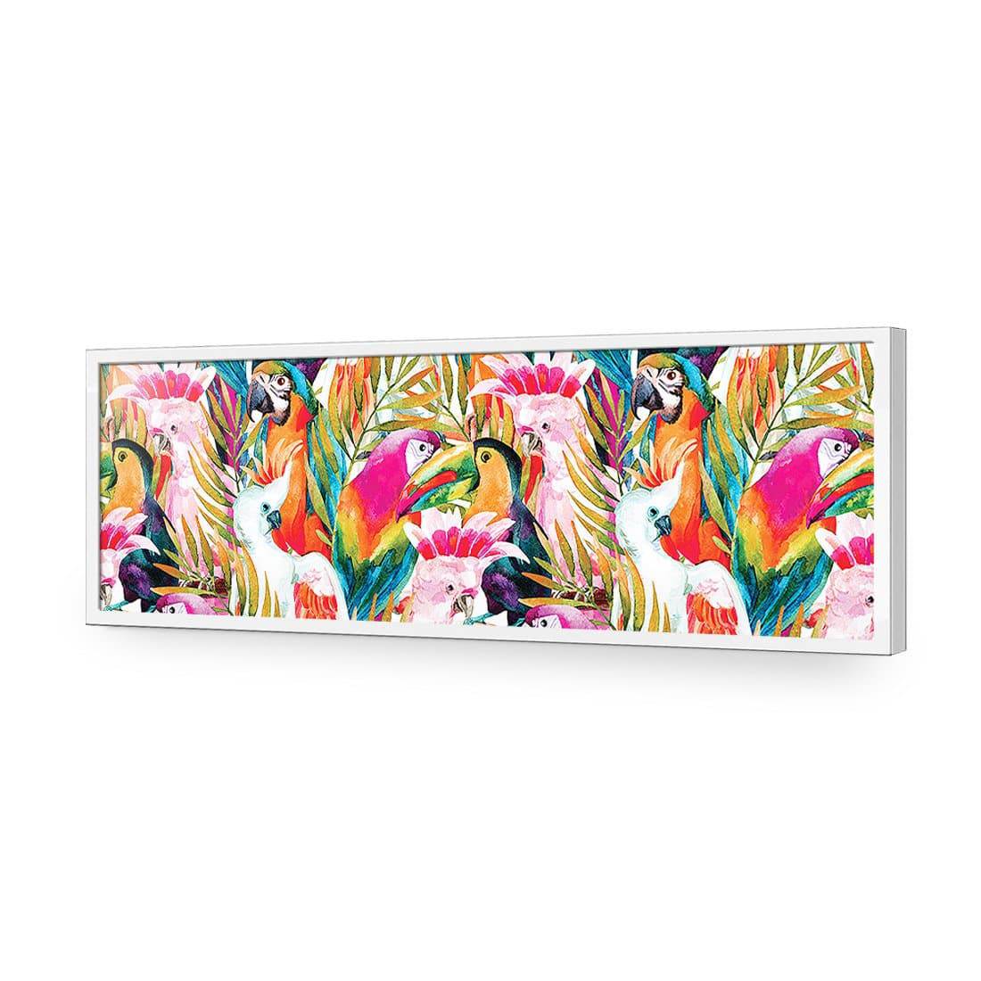 Parrots & Palms, Long-Acrylic-Wall Art Design-Without Border-Acrylic - White Frame-60x20cm-Wall Art Designs