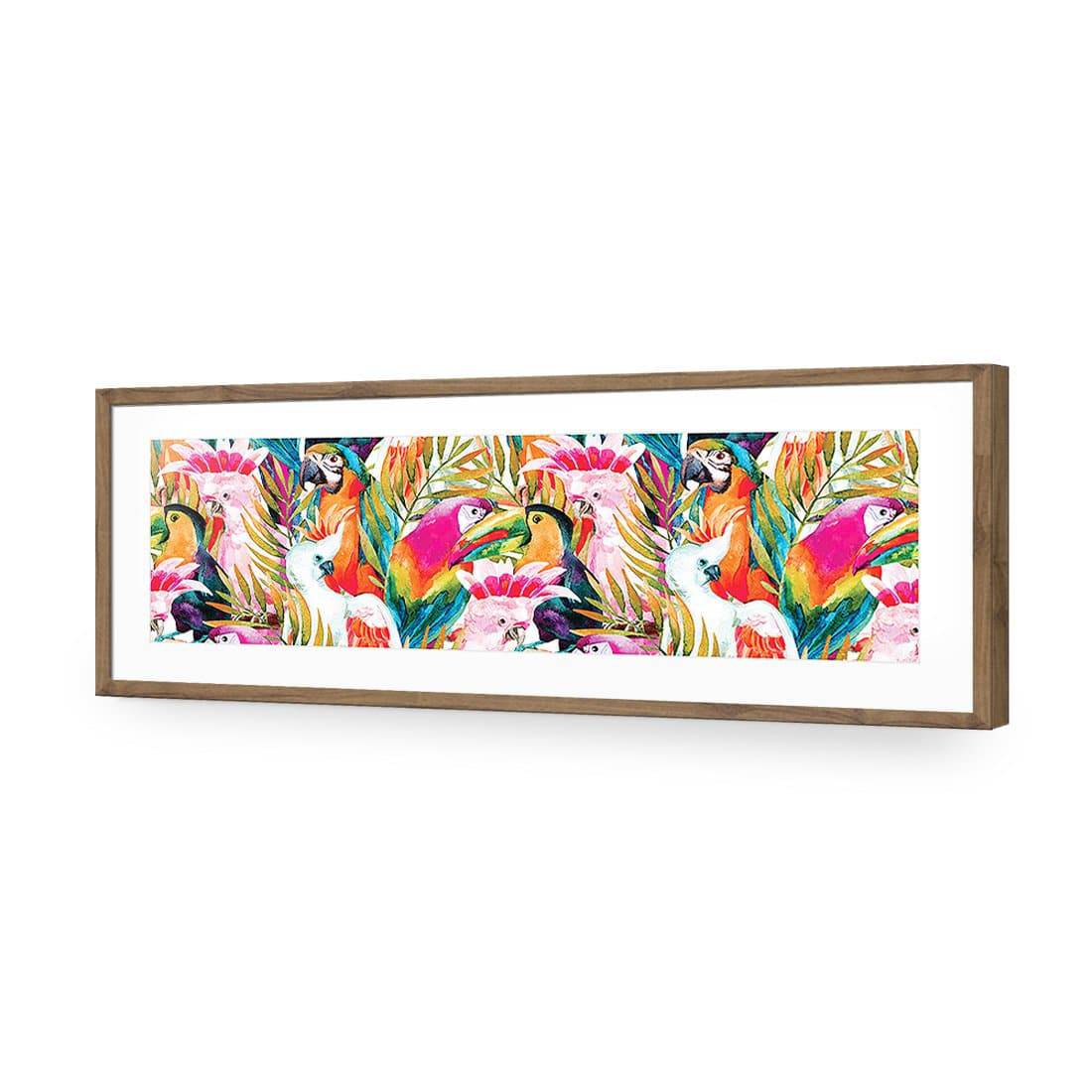Parrots & Palms, Long-Acrylic-Wall Art Design-With Border-Acrylic - Natural Frame-60x20cm-Wall Art Designs