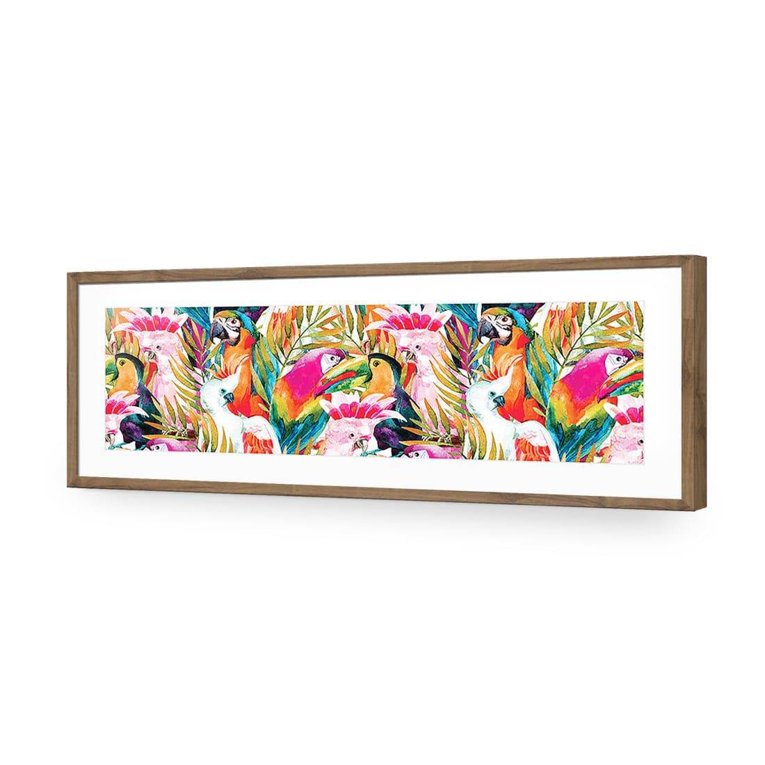 Parrots & Palms, Long | Standard Acrylic | Flat Frame With Border | Natural