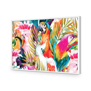 Parrots & Palms, Rectangle | Standard Acrylic | Flat Frame No Border | White