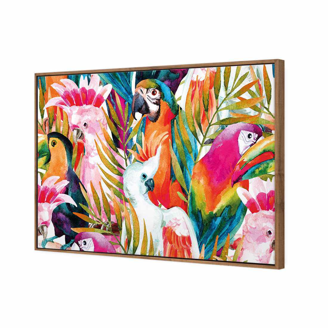 Parrots & Palms Canvas Art-Canvas-Wall Art Designs-45x30cm-Canvas - Natural Frame-Wall Art Designs