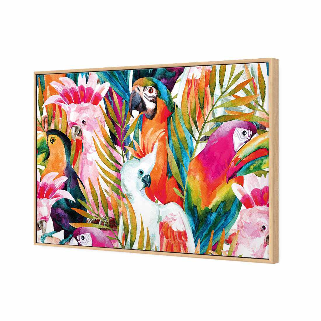 Parrots & Palms Canvas Art-Canvas-Wall Art Designs-45x30cm-Canvas - Oak Frame-Wall Art Designs