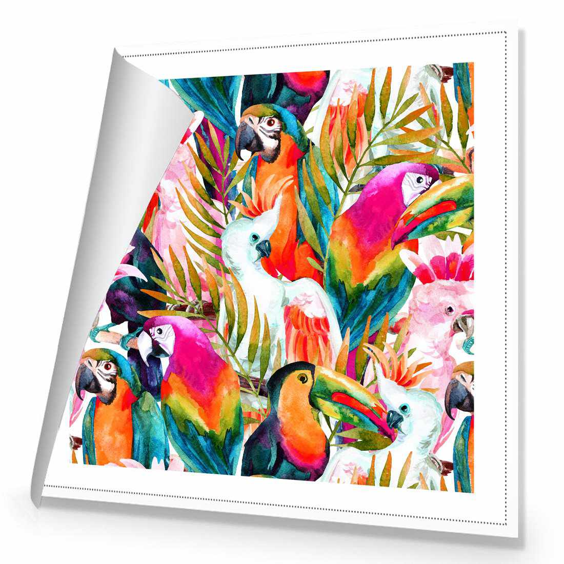 Parrots & Palms, Square Canvas Art-Canvas-Wall Art Designs-30x30cm-Rolled Canvas-Wall Art Designs