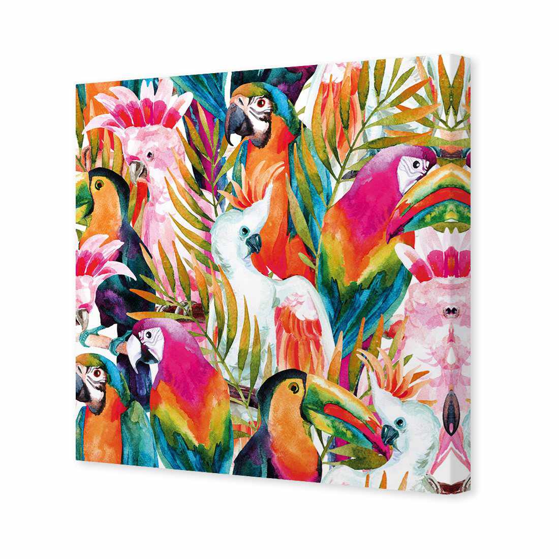 Parrots & Palms, Square Canvas Art-Canvas-Wall Art Designs-30x30cm-Canvas - No Frame-Wall Art Designs
