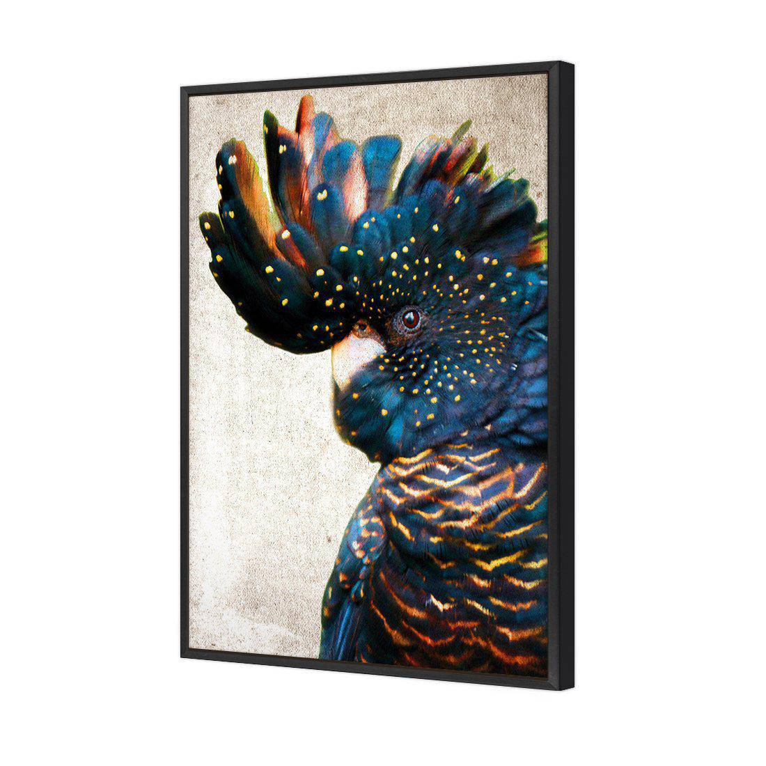 Black Cockatoo Side, Grunge Canvas Art-Canvas-Wall Art Designs-45x30cm-Canvas - Black Frame-Wall Art Designs