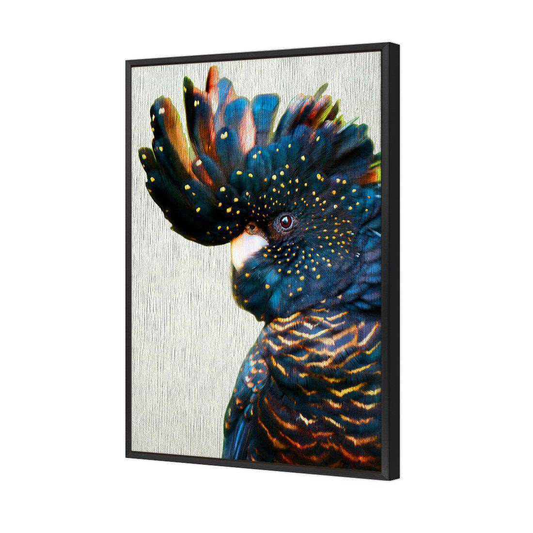 Black Cockatoo Side, Paper Canvas Art-Canvas-Wall Art Designs-45x30cm-Canvas - Black Frame-Wall Art Designs