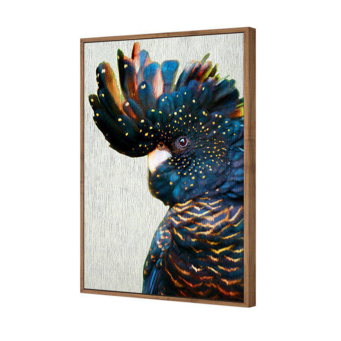 Black Cockatoo Side, Paper Canvas Art-Canvas-Wall Art Designs-45x30cm-Canvas - Natural Frame-Wall Art Designs