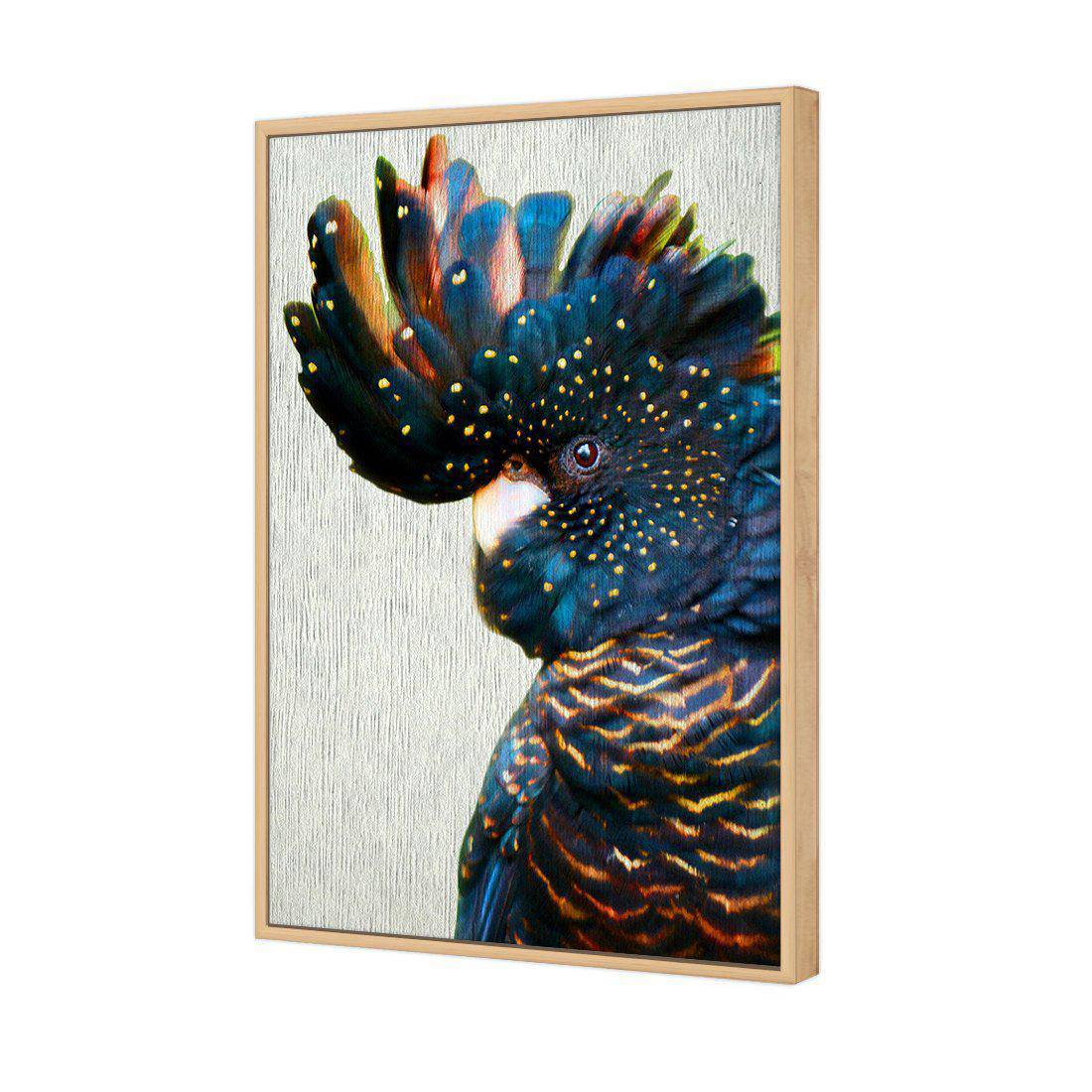 Black Cockatoo Side, Paper Canvas Art-Canvas-Wall Art Designs-45x30cm-Canvas - Oak Frame-Wall Art Designs