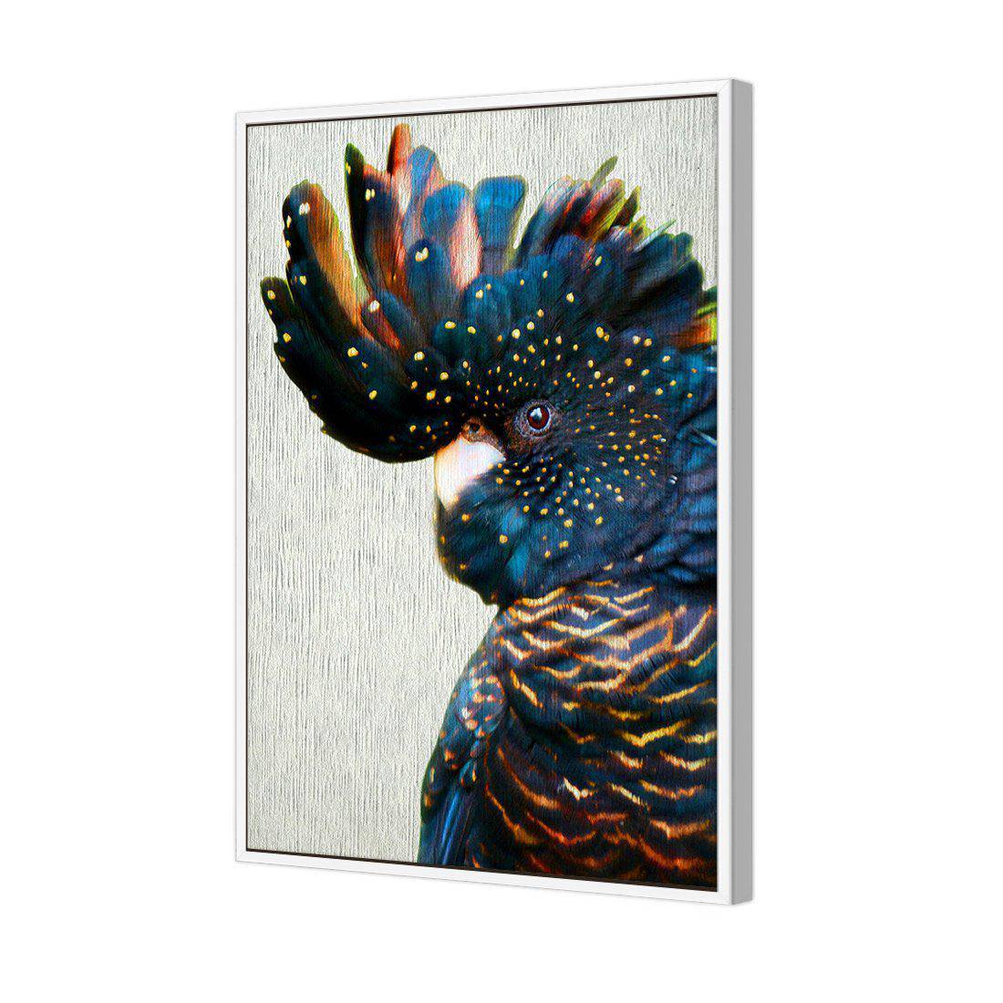 Black Cockatoo Side, Paper Canvas Art-Canvas-Wall Art Designs-45x30cm-Canvas - White Frame-Wall Art Designs