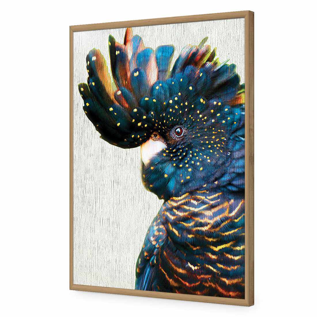 Black Cockatoo Side, Paper-Acrylic-Wall Art Design-Without Border-Acrylic - Oak Frame-45x30cm-Wall Art Designs