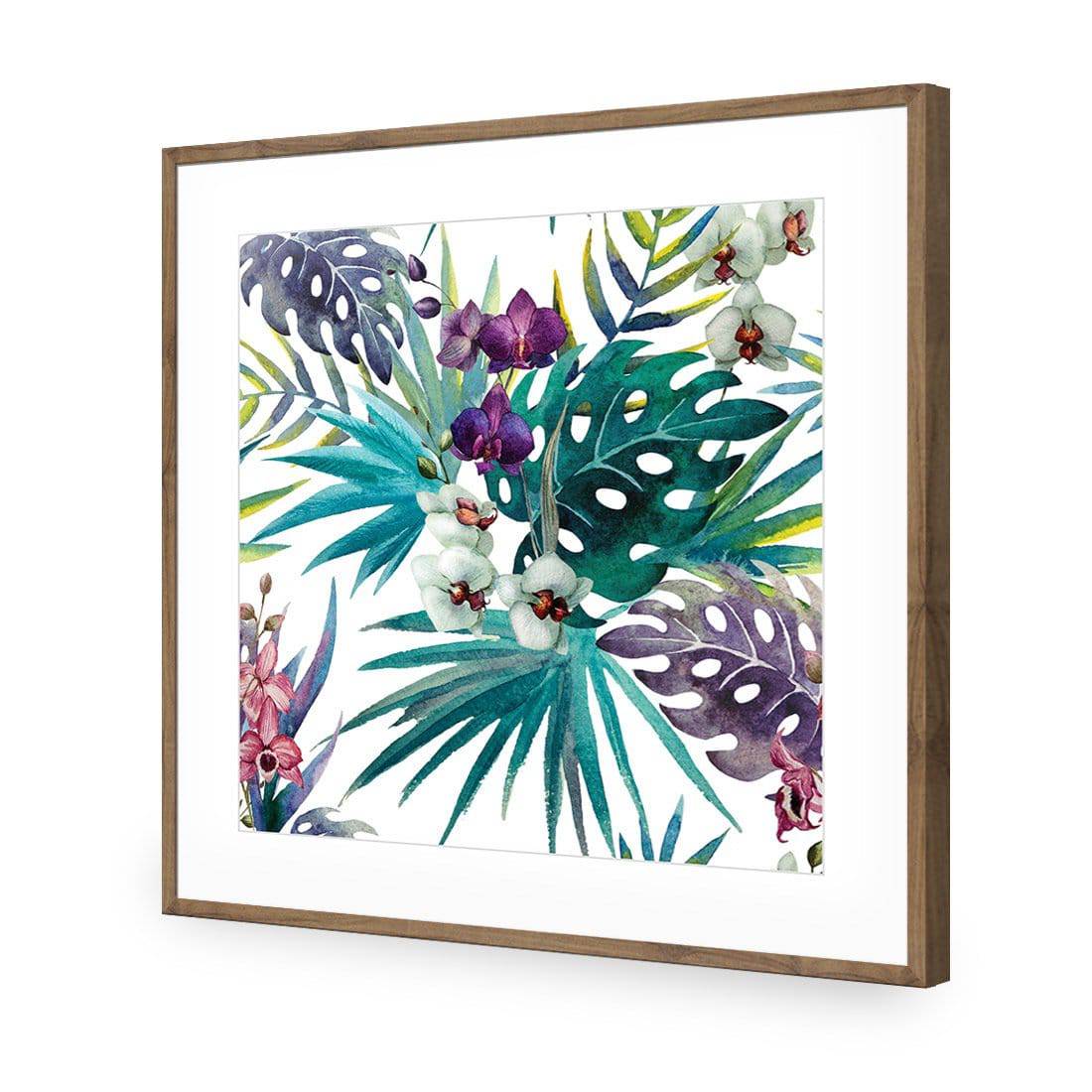 Orchid Exotica, Square-Acrylic-Wall Art Design-With Border-Acrylic - Natural Frame-37x37cm-Wall Art Designs