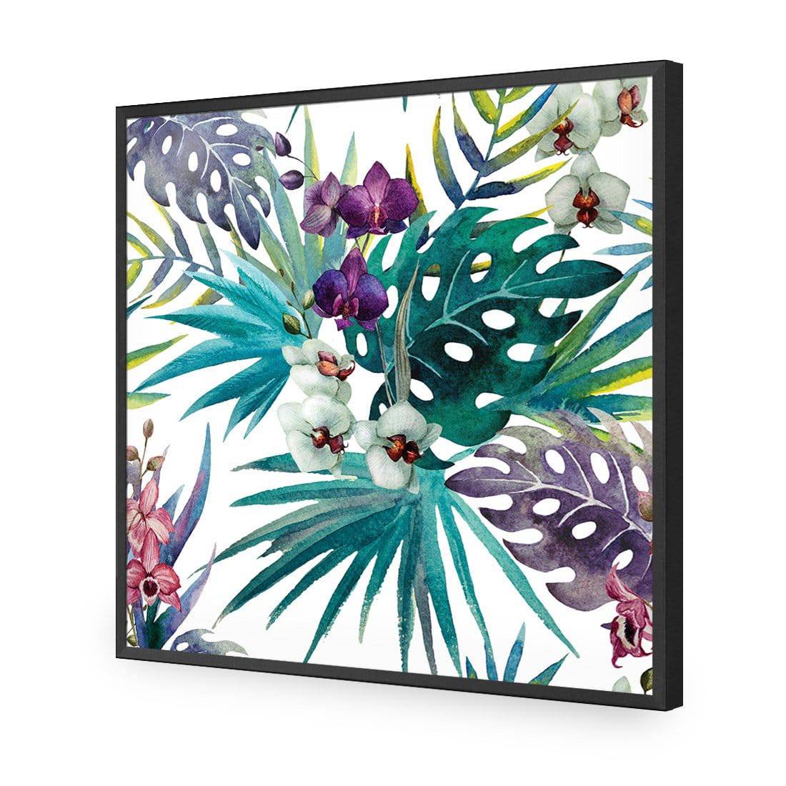 Orchid Exotica, Square-Acrylic-Wall Art Design-Without Border-Acrylic - Black Frame-37x37cm-Wall Art Designs