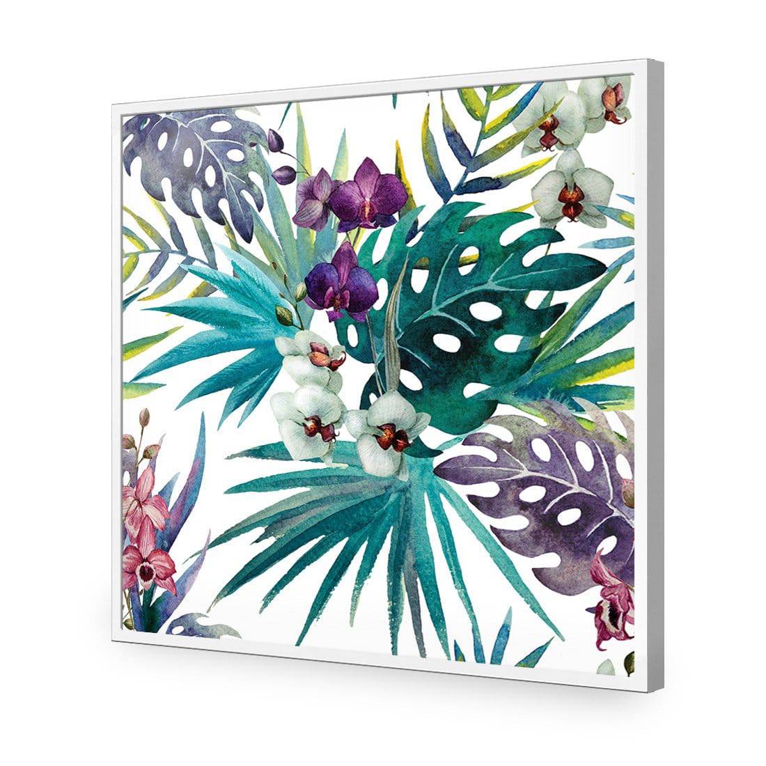 Orchid Exotica, Square-Acrylic-Wall Art Design-Without Border-Acrylic - White Frame-37x37cm-Wall Art Designs