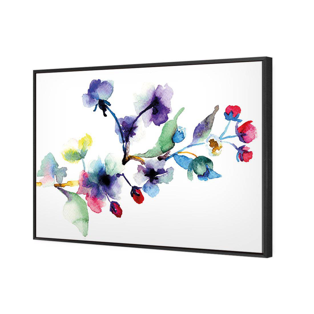 Watercolour Blossom Branch | Standard Canvas | Floating Frame | Black