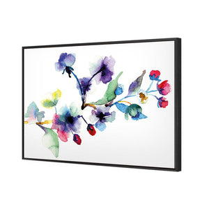 Watercolour Blossom Branch | Standard Canvas | Floating Frame | Black
