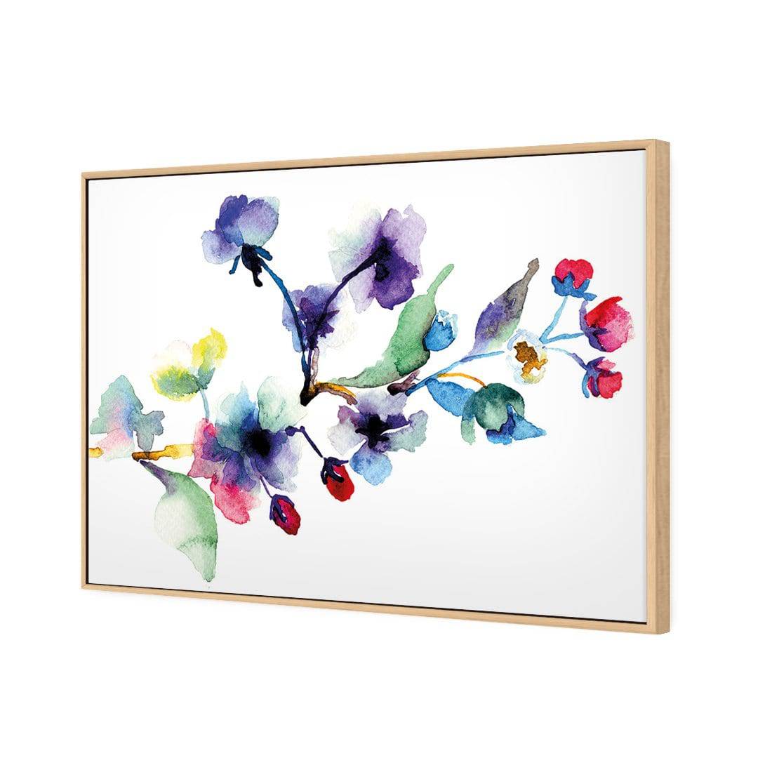 Watercolour Blossom Branch | Standard Canvas | Floating Frame | Oak