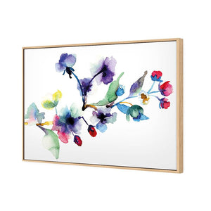 Watercolour Blossom Branch | Standard Canvas | Floating Frame | Oak