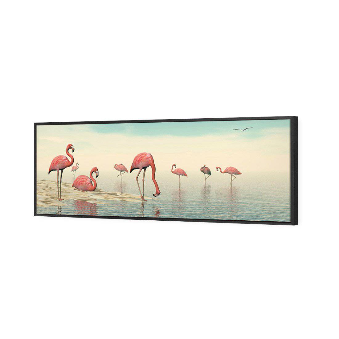 Flamingo Chill Canvas Art-Canvas-Wall Art Designs-60x20cm-Canvas - Black Frame-Wall Art Designs