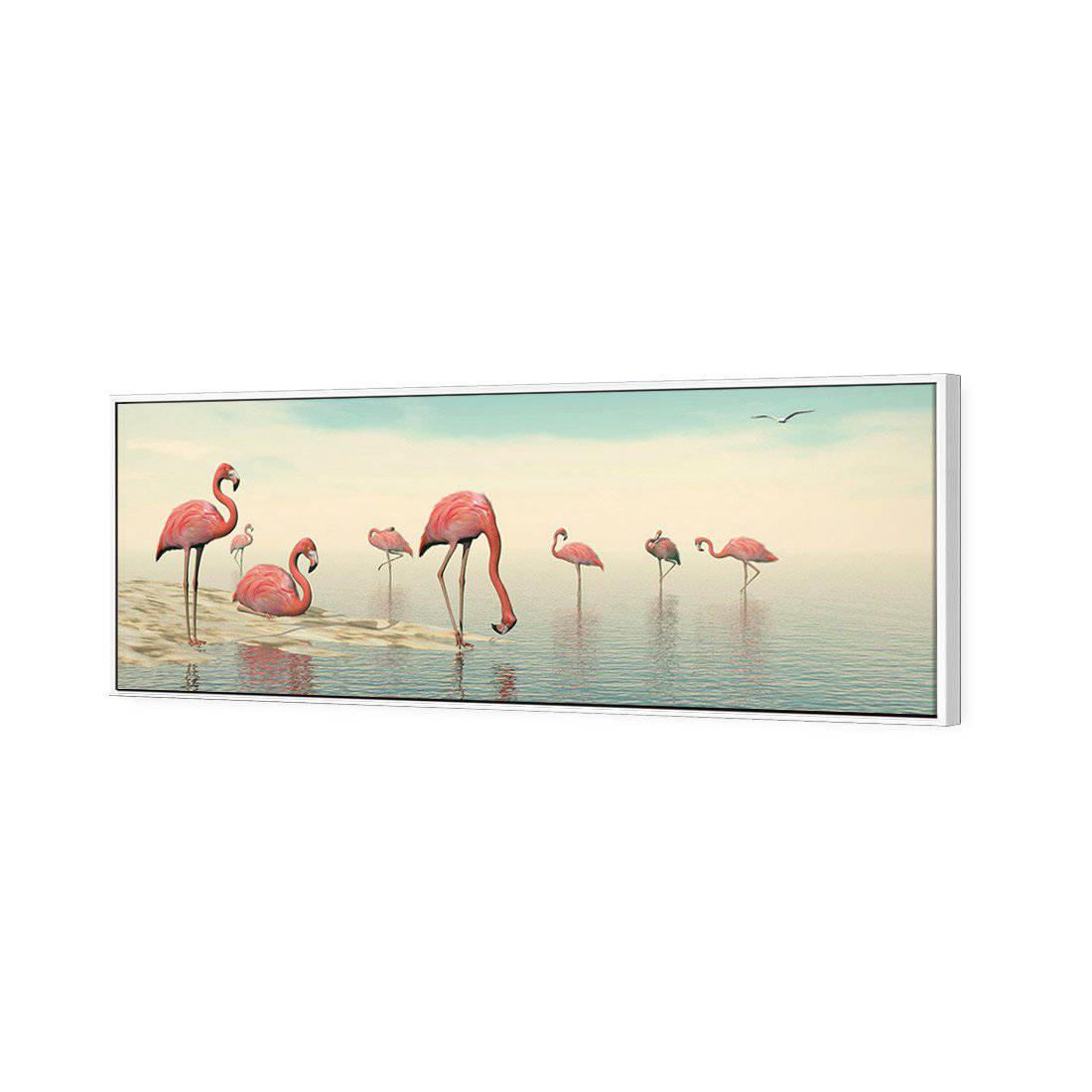 Flamingo Chill Canvas Art-Canvas-Wall Art Designs-60x20cm-Canvas - White Frame-Wall Art Designs