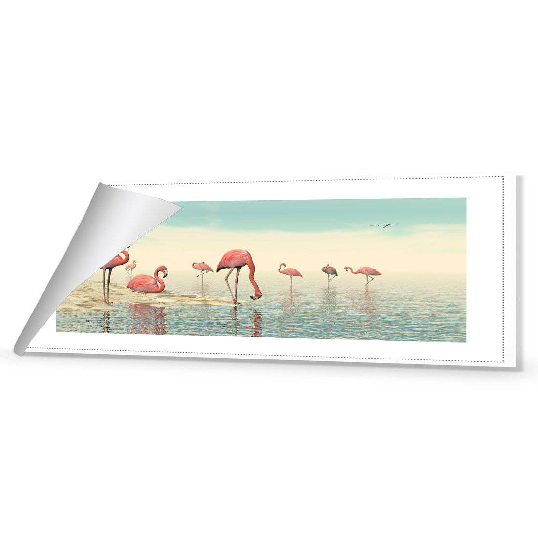 Flamingo Chill Canvas Art-Canvas-Wall Art Designs-60x20cm-Rolled Canvas-Wall Art Designs