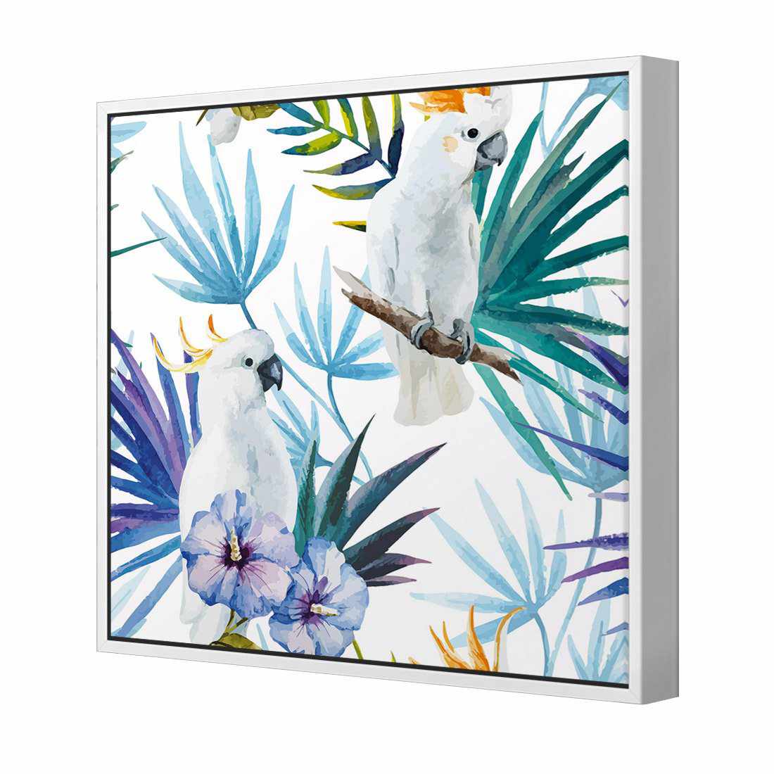 Cockatoo On High Canvas Art-Canvas-Wall Art Designs-30x30cm-Canvas - White Frame-Wall Art Designs