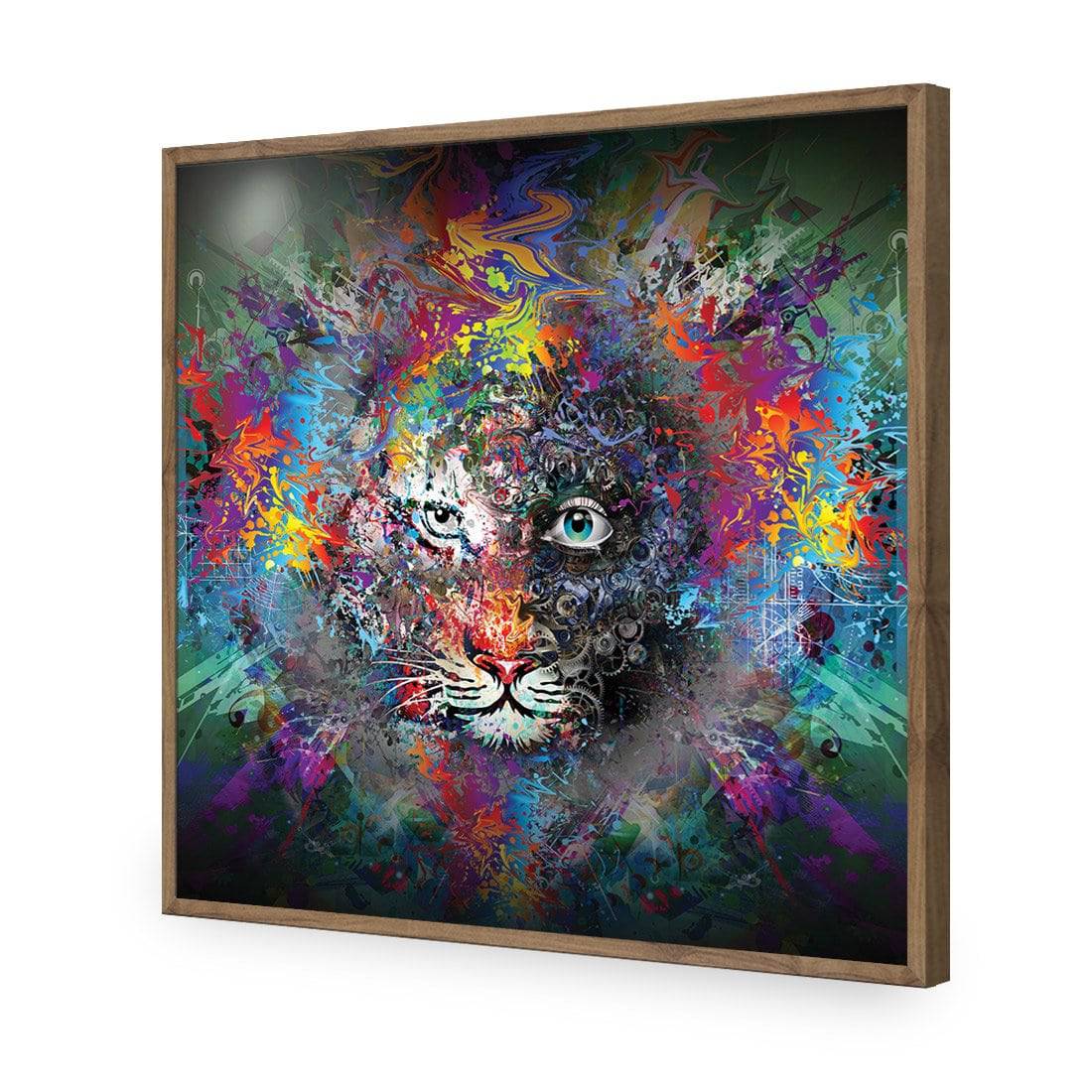 Tiger Magic, Square-Acrylic-Wall Art Design-Without Border-Acrylic - Natural Frame-37x37cm-Wall Art Designs