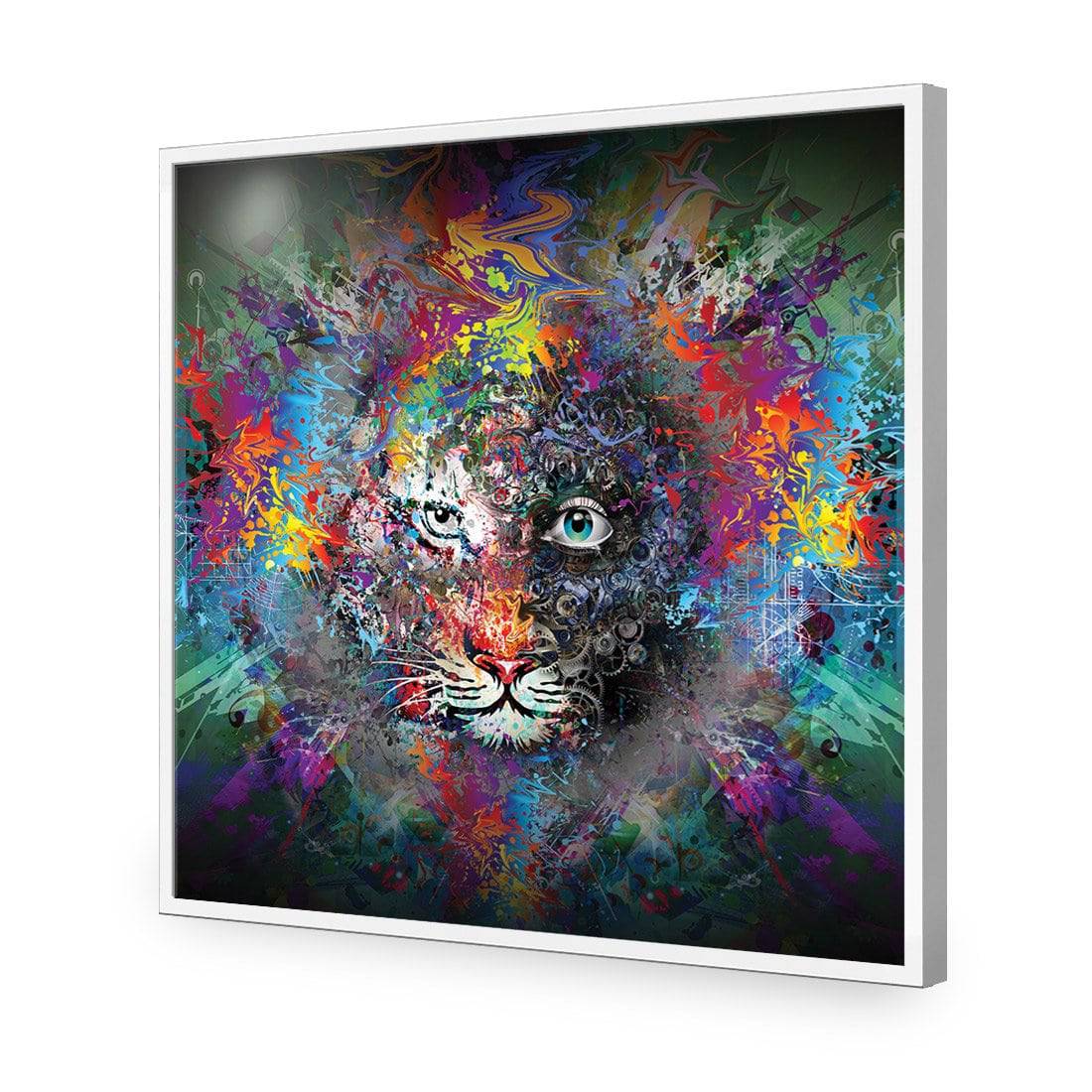 Tiger Magic, Square-Acrylic-Wall Art Design-Without Border-Acrylic - White Frame-37x37cm-Wall Art Designs