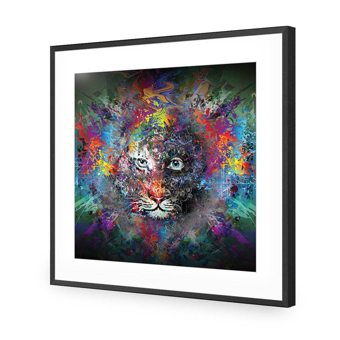 Tiger Magic, Square-Acrylic-Wall Art Design-With Border-Acrylic - Black Frame-37x37cm-Wall Art Designs