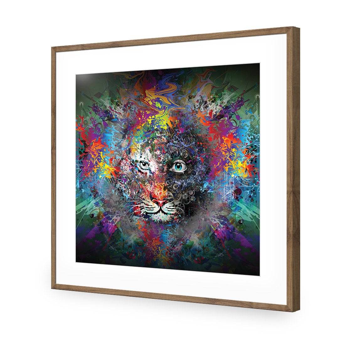 Tiger Magic, Square-Acrylic-Wall Art Design-With Border-Acrylic - Natural Frame-37x37cm-Wall Art Designs