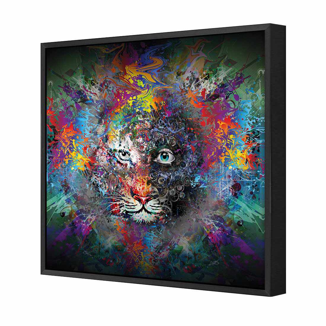 Tiger Magic Canvas Art-Canvas-Wall Art Designs-30x30cm-Canvas - Black Frame-Wall Art Designs