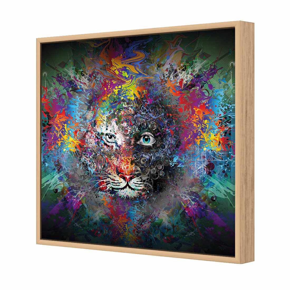 Tiger Magic Canvas Art-Canvas-Wall Art Designs-30x30cm-Canvas - Oak Frame-Wall Art Designs