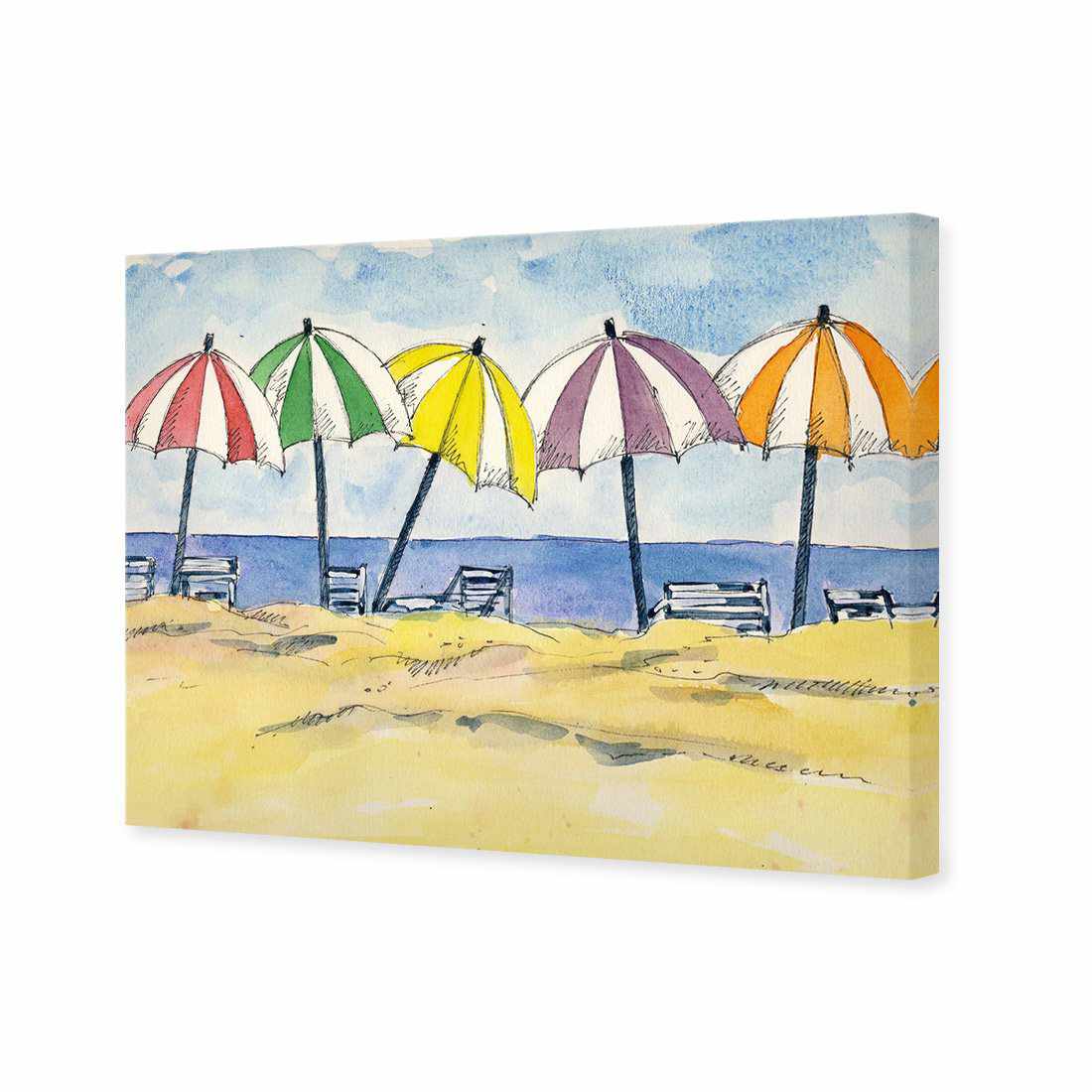 Brolly Beach Canvas Art-Canvas-Wall Art Designs-45x30cm-Canvas - No Frame-Wall Art Designs